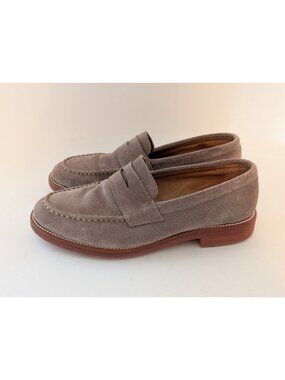 J.Crew Kenton Suede Slip-On Penny Loafers Size 8 Boulder Gray Taupe Preppy